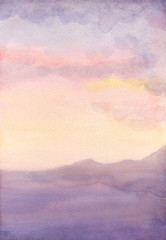 Obraz premium Watercolor seascape. Sunset