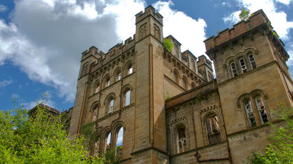 A creepy old derelict asylum building
