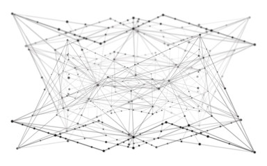 Abstract chaotic geometric pattern. Triangles gray and white abstraction on white background circling chaotically in a circle