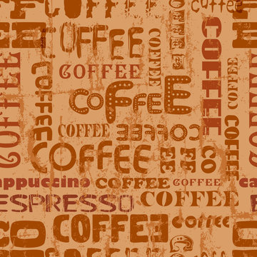 seamless retro coffee pattern or background. grungy vector