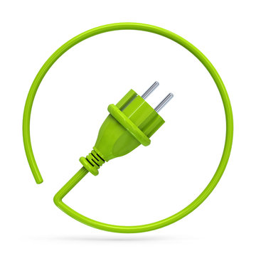 Green power plug within a circle