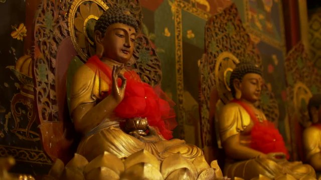 chinese Buddha statue in temple at Wat Phanan Choeng temple,Phra Nakhon Si Ayutthaya, Thailand, World Heritage Site , Public place, 