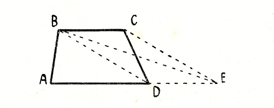 Measuring area of a trapezium ABCD by turning it to triangle ABE