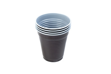 Plastic cups isolated on white background