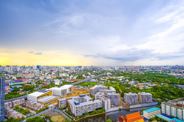 Fototapeta premium High angle view of building and river canals
