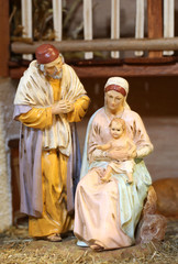 Traditional nativity scene with the Holy Family and the baby Jes