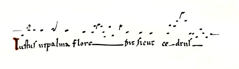 Obraz premium Neumes in one line, Gradual from Albi, 12-13th century (from Meyers Lexikon, 1896, 13/36/37)