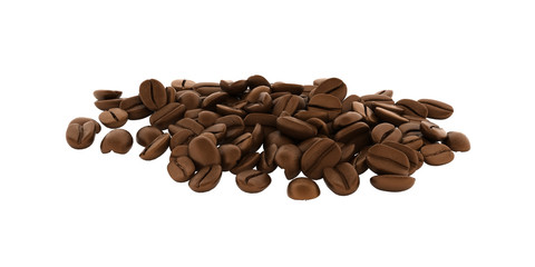 coffee beans without shadow on white background 3d