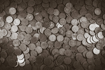 Background of coins. Many coins