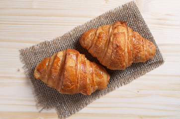 Two fresh croissants