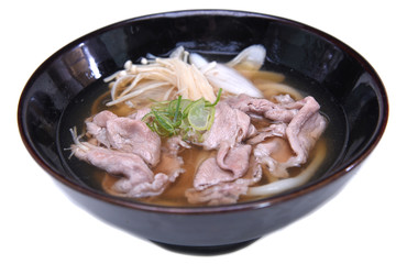 Beef Udon noodles , Japanese food style isolated on white background