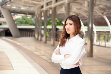 portrait of beautiful business woman at outoors