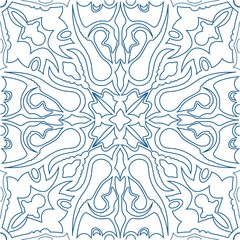 готический узор голубого цвета на белом фоне