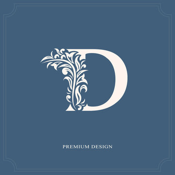 Elegant letter D. Graceful royal style. Calligraphic beautiful logo. Vintage drawn emblem for book design, brand name, business card, Restaurant, Boutique, Hotel. Vector illustration