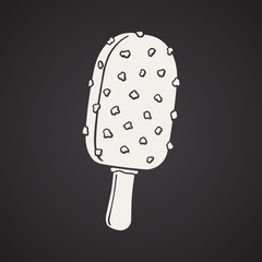 Vector illustration. Silhouette of ice cream choc-ice with nuts. Decoration for menus, signboards, showcases, greeting cards, posters, wallpapers