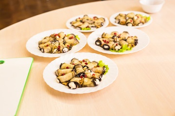 Assortment festive appetizers on the table
