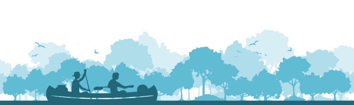 Silhouette Paddeln Wald