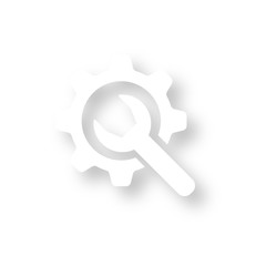 Icon mit Schatten - Zahnrad mit Schraubenschlüssel