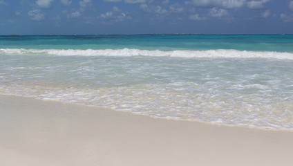The beach. Turquoise sea in the background.