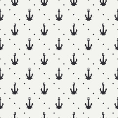 Geometric nautical seamless background pattern with steering wheel and anchor. Vector illustration texture for design, wallpaper. Line pattern. Wrapping paper. Scrapbook. Tiling. Graphic texture.