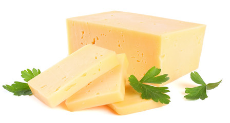 piece of cheese isolated on white background
