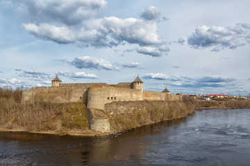 Fototapeta na wymiar Ivangorod fortress on Narva river. Russia