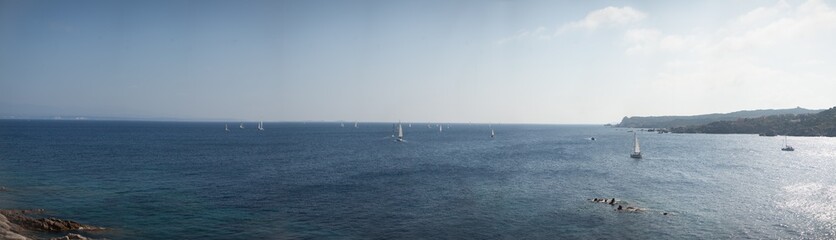Sea panorama with sailboats, Sardinia, Santa Teresa Gallura