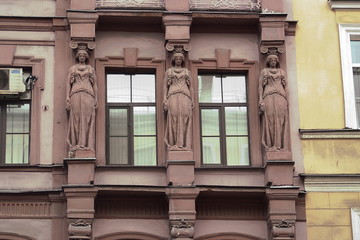 Fragment of a building with caryatids.