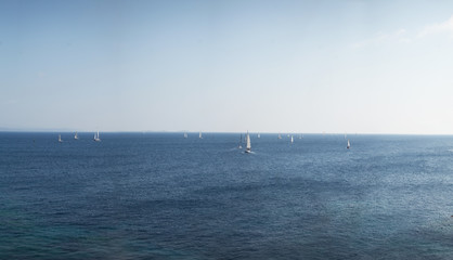 Sea panorama with sailboats, Sardinia, Santa Teresa Gallura