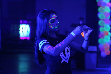 Girl at a neon party