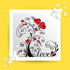 Heart flower for love card.