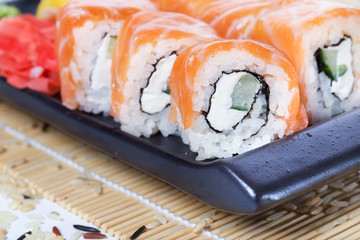 Salmon sushi rolls