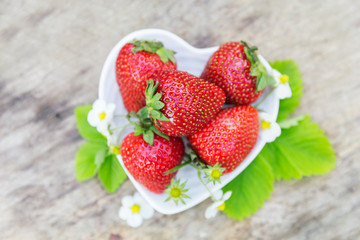 Top view aroma strawberry heart shape plate