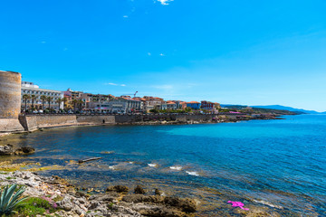 Clear sky over Alghero on a spring day
