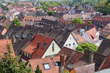 Fototapeta na wymiar Above the roofs of a small German town (Breisach, South Germany)