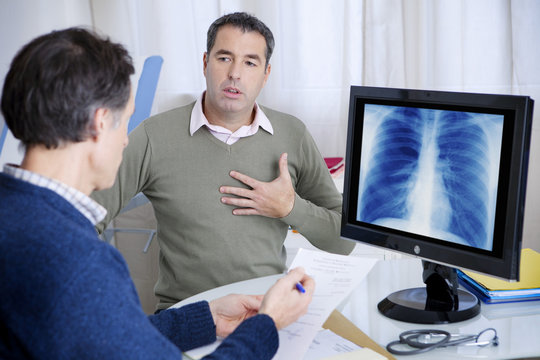 Patient consulting for breathing difficulties