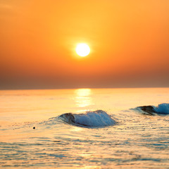 Sunset or sunrise over sea