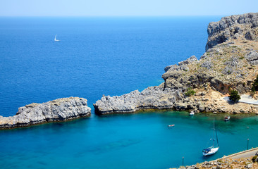 Beautiful mountain bay on Rhodes island