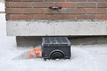  House foundation waterproofing repair, insulation with plastic drainage for rain chain pipe....