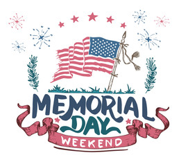 Happy Memorial Day lettering.
