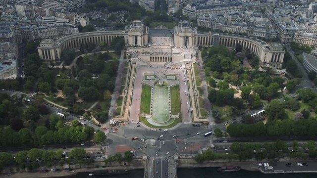 View of cityscape of Paris, Ile de France, France from Seine river to stadium from the Centre sportif Emile Anthoine