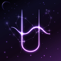 Naklejka premium Space symbol of Ophiuchus of zodiac and horoscope concept, vector art and illustration.
