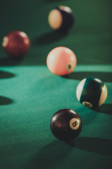 Snooker ball on billiard table