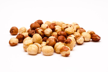 Hazelnuts isolated on a white background