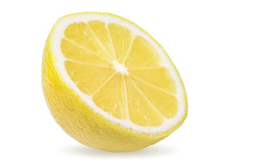 lemon fruit half on white