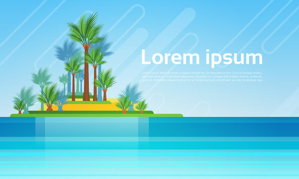 Summer Vacation Holiday Tropical Ocean Island With Palm Tree Vector Illustration