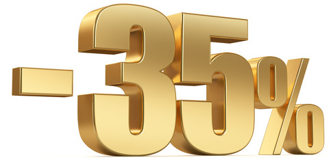 Obraz premium 3d render illustration. Golden thirty five percent on a white background.