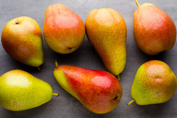 Pears isolated on the gray background.