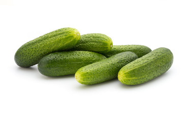 Eco cucumber on white background. Fresh vegetables.
