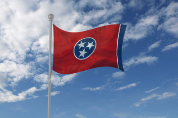 Tennessee flag waving in the sky